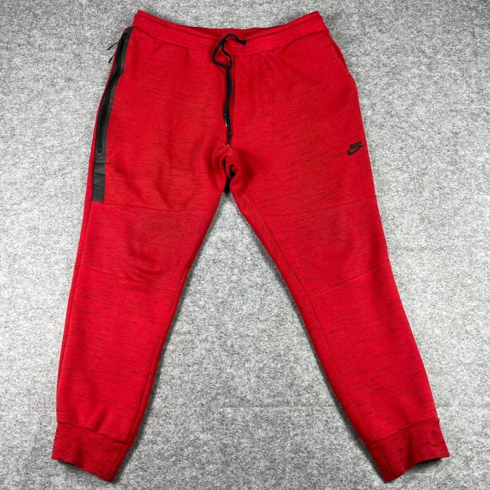 Nike Tech Fleece Joggers Mens XXL Red Heathered Tapered Sweatpants 545343-696